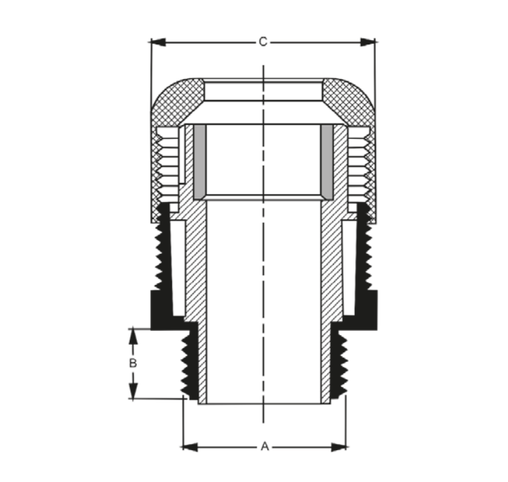 PRENSACABLE HP 14  1" ROSCA BSP